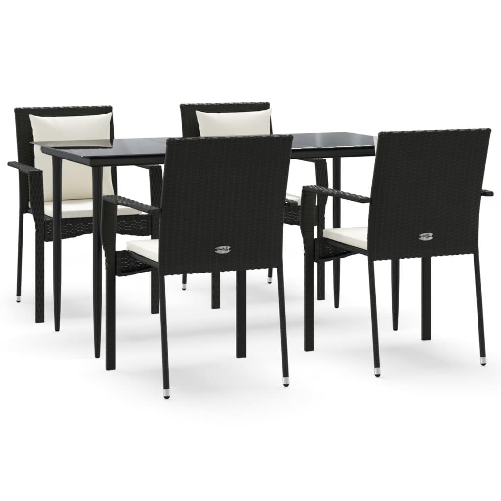 8720845820329_a_en_hd_1 vidaXL 5 Piece Garden Dining Set with Cushions Black Poly Rattan - Image 2