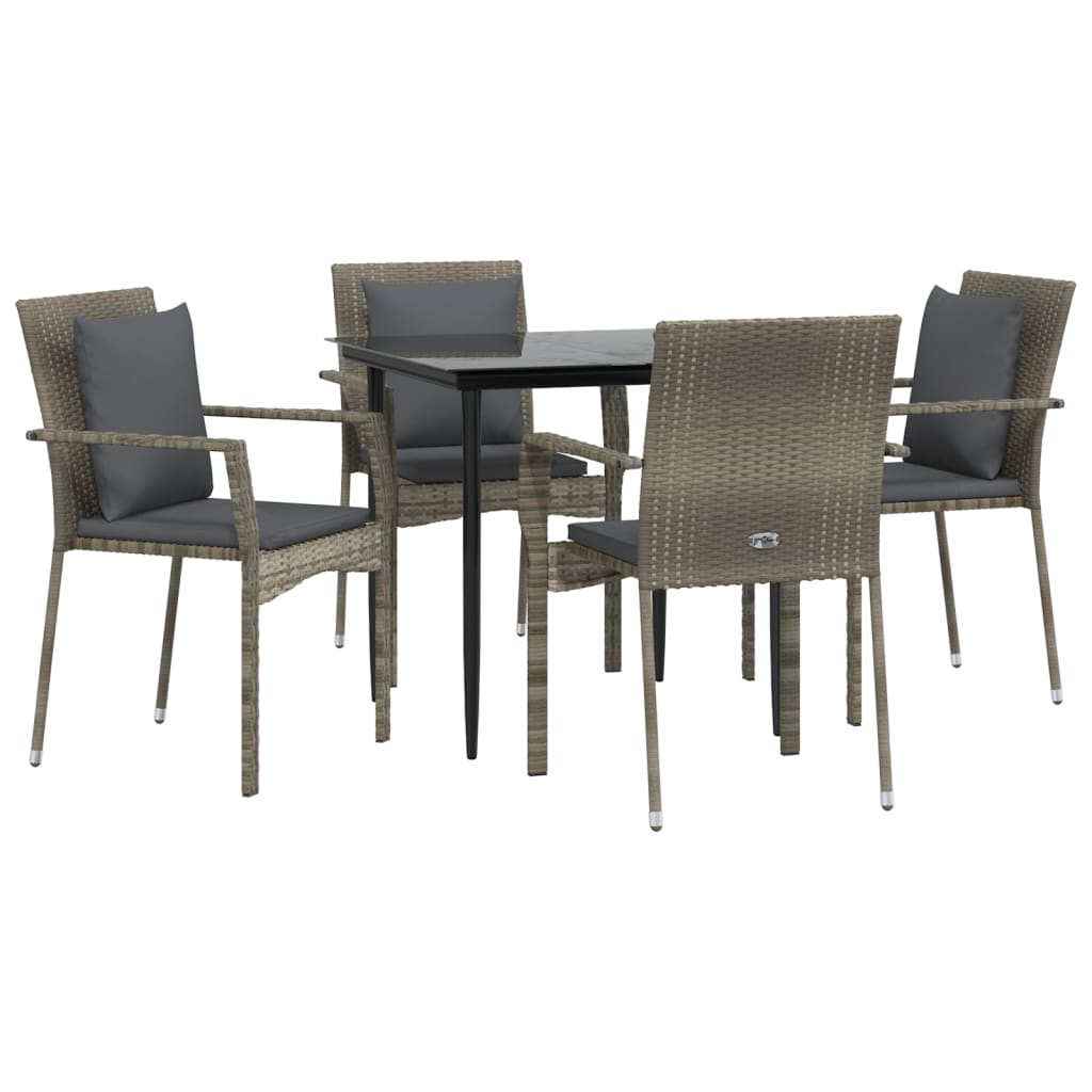 8720845820374_g_en_hd_1 vidaXL 5 Piece Garden Dining Set with Cushions Black and Grey Poly Rattan - Image 3