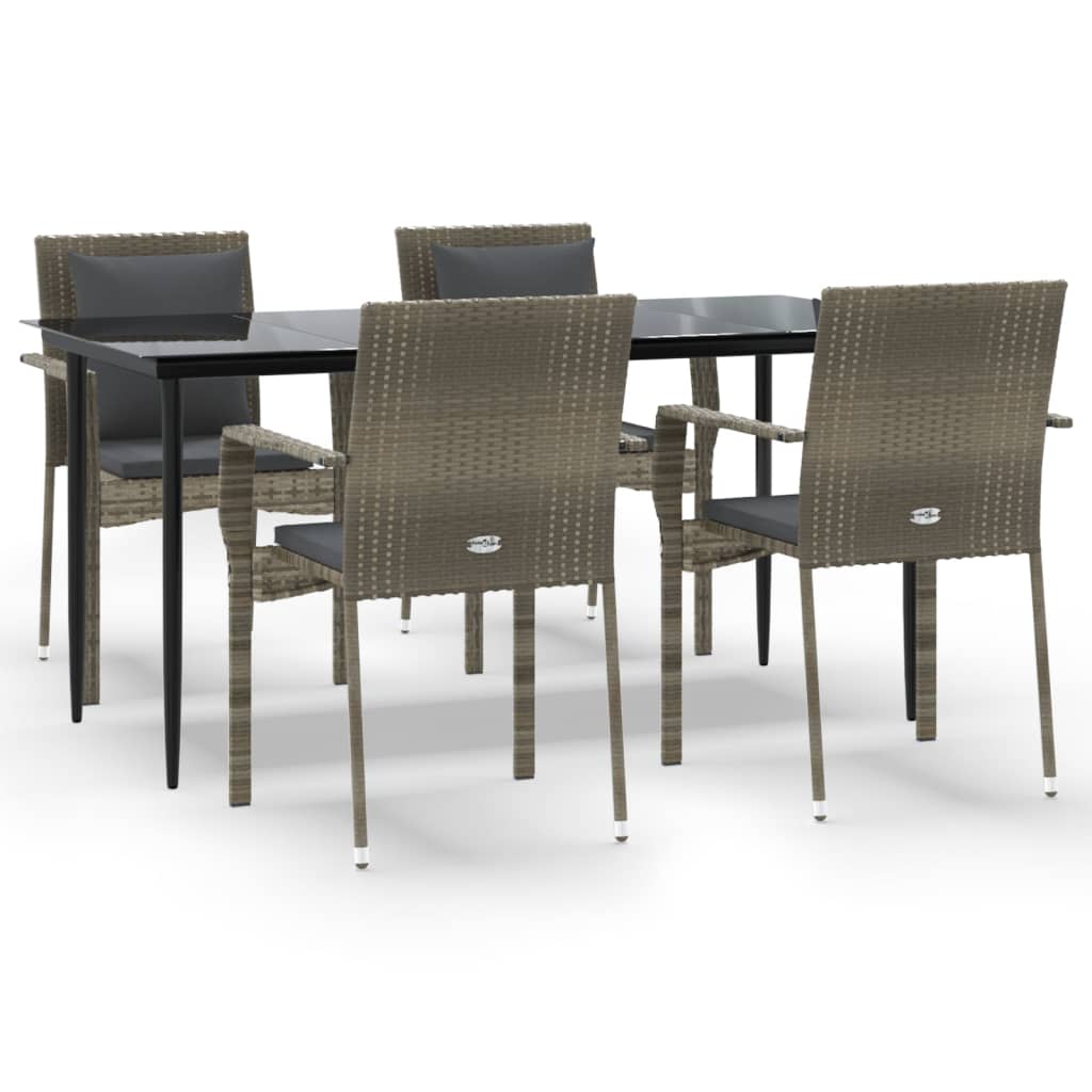 8720845820398_a_en_hd_1 vidaXL 5 Piece Garden Dining Set with Cushions Black and Grey Poly Rattan - Image 2