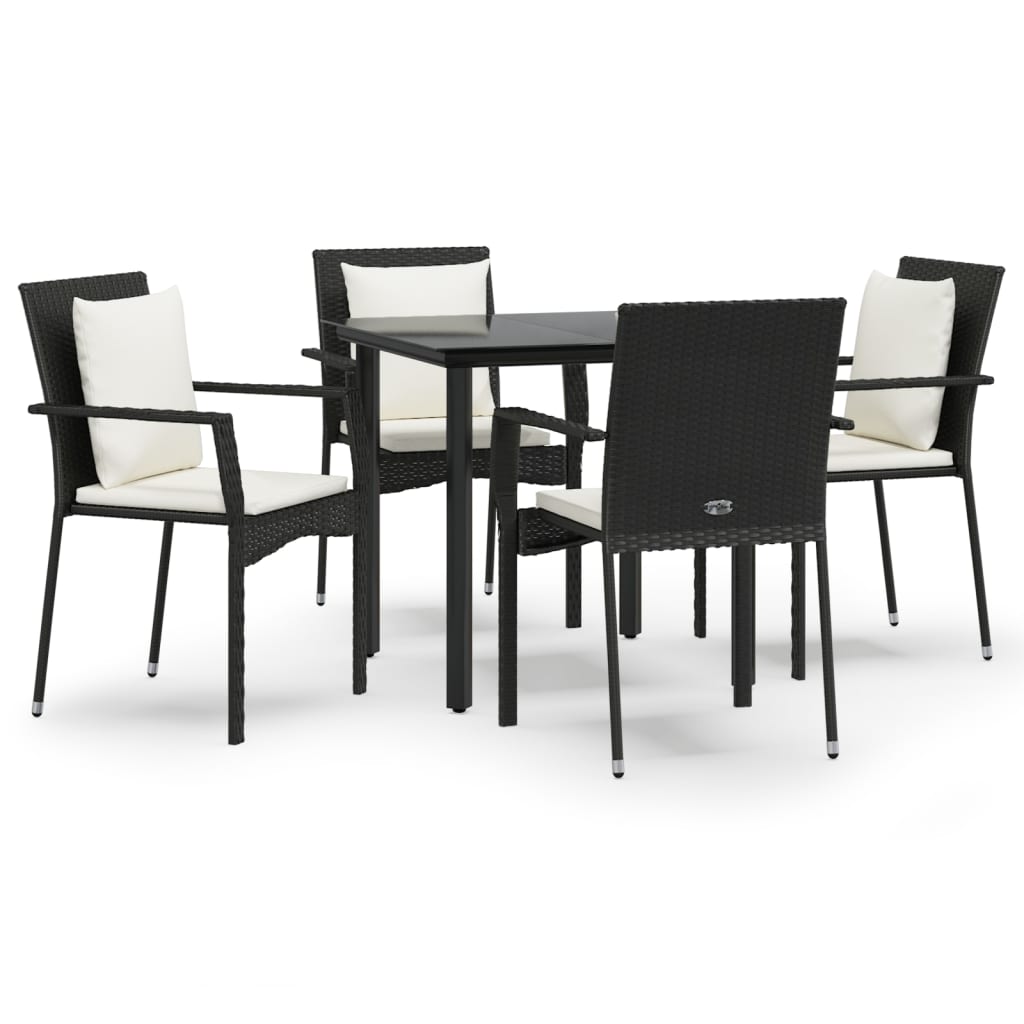 8720845820435_a_en_hd_1 vidaXL 5 Piece Garden Dining Set with Cushions Black Poly Rattan - Image 2