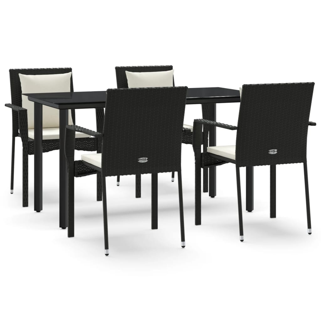 8720845820442_a_en_hd_1 vidaXL 5 Piece Garden Dining Set with Cushions Black Poly Rattan - Image 2