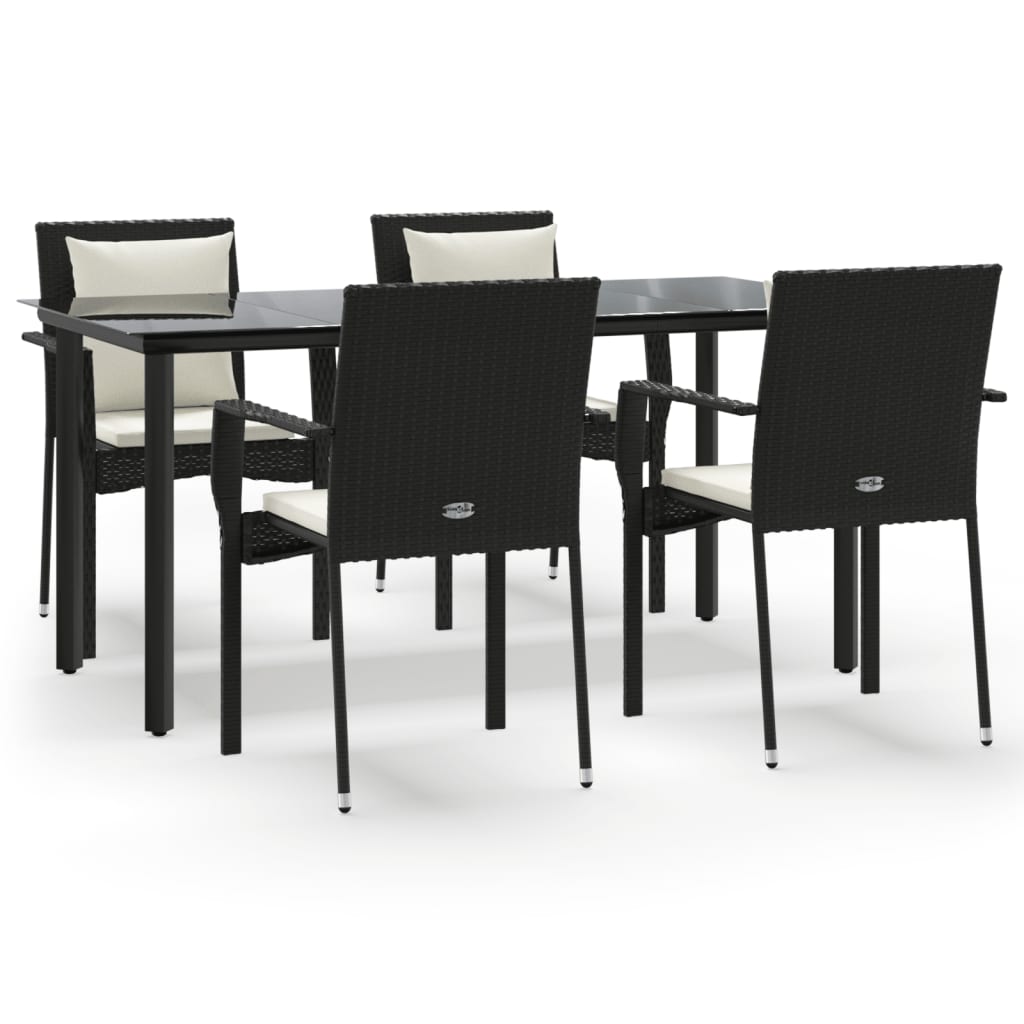 8720845820459_a_en_hd_1 vidaXL 5 Piece Garden Dining Set with Cushions Black Poly Rattan - Image 2