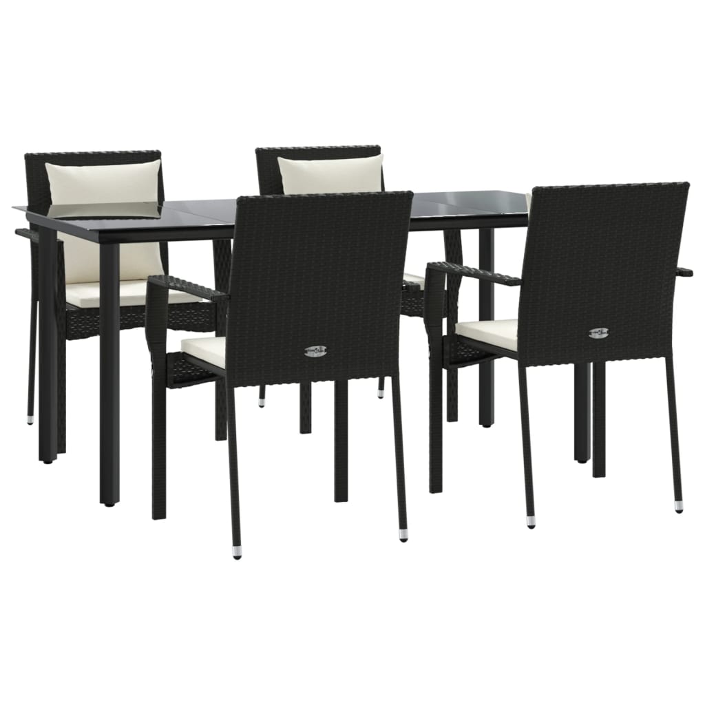 8720845820459_g_en_hd_1 vidaXL 5 Piece Garden Dining Set with Cushions Black Poly Rattan - Image 3