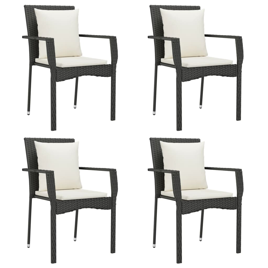 8720845820459_g_en_hd_2 vidaXL 5 Piece Garden Dining Set with Cushions Black Poly Rattan - Image 4