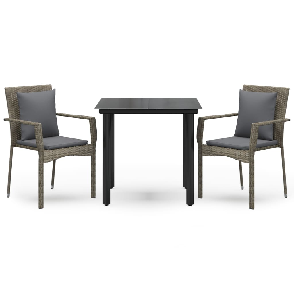 8720845820480_a_en_hd_1 vidaXL 3 Piece Garden Dining Set with Cushions Black and Grey Poly Rattan - Image 2