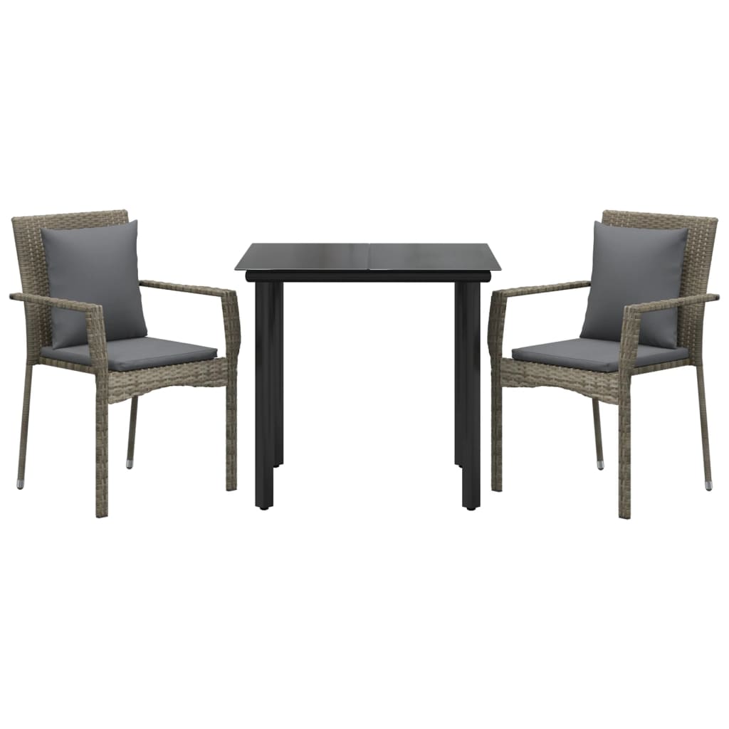 8720845820480_g_en_hd_1 vidaXL 3 Piece Garden Dining Set with Cushions Black and Grey Poly Rattan - Image 3