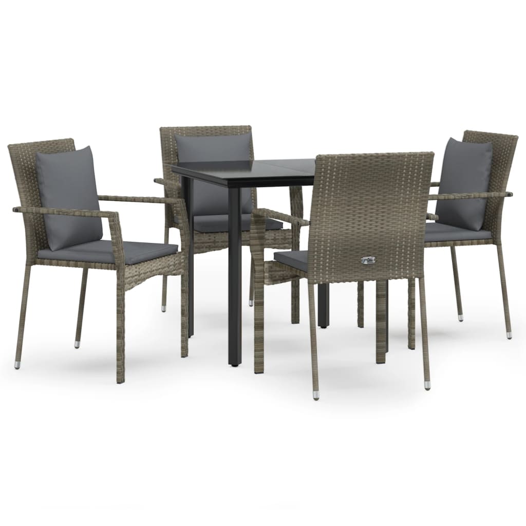 8720845820497_a_en_hd_1 vidaXL 5 Piece Garden Dining Set with Cushions Black and Grey Poly Rattan - Image 2