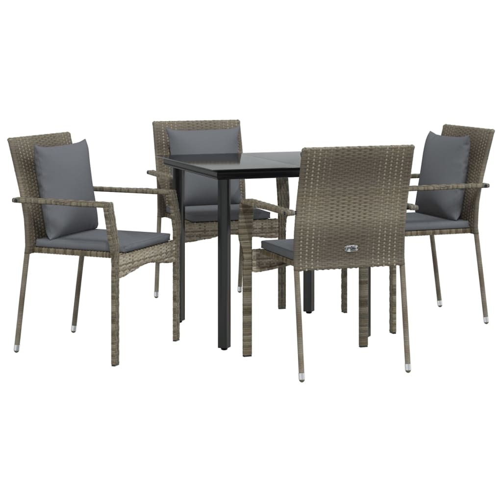 8720845820497_g_en_hd_1 vidaXL 5 Piece Garden Dining Set with Cushions Black and Grey Poly Rattan - Image 3