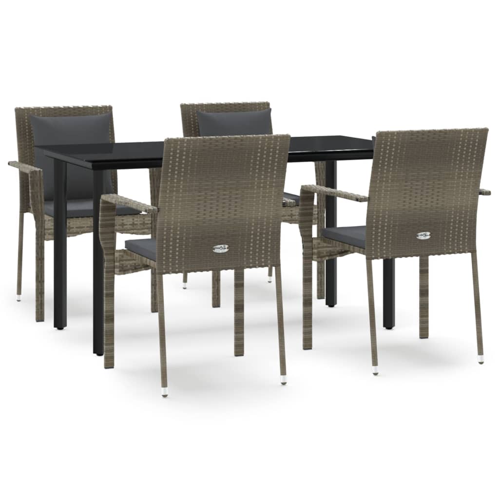 8720845820503_a_en_hd_1 vidaXL 5 Piece Garden Dining Set with Cushions Black and Grey Poly Rattan - Image 2