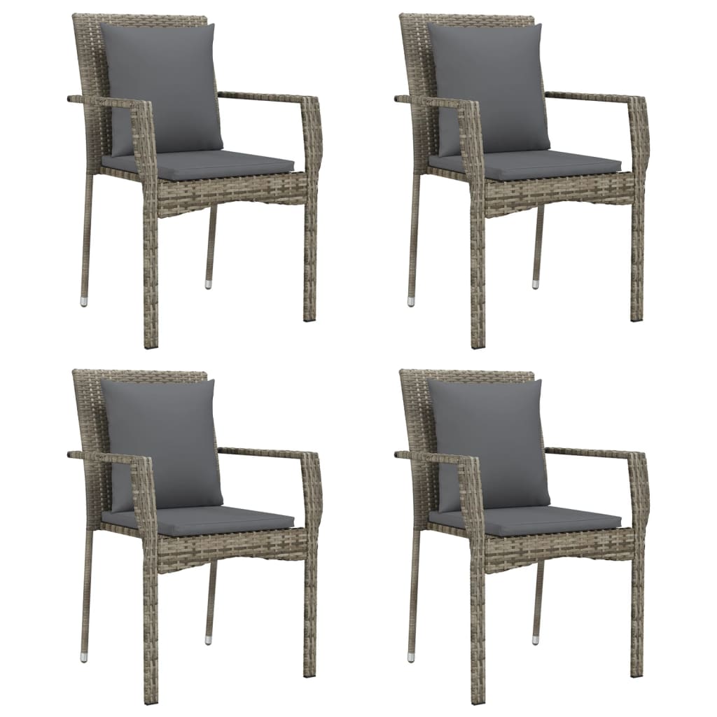 8720845820510_g_en_hd_2 vidaXL 5 Piece Garden Dining Set with Cushions Black and Grey Poly Rattan - Image 4