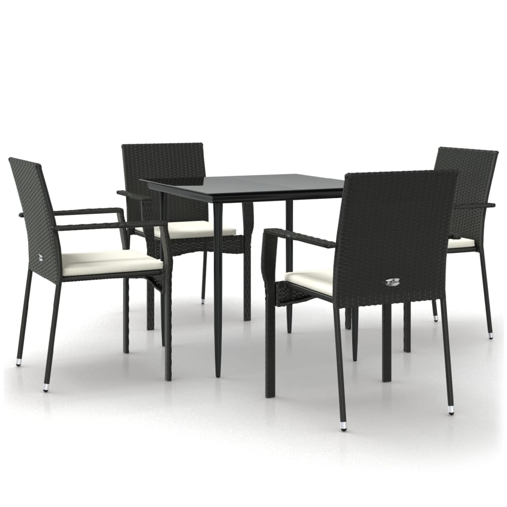 8720845820558_a_en_hd_1 vidaXL 5 Piece Garden Dining Set with Cushions Black Poly Rattan - Image 2