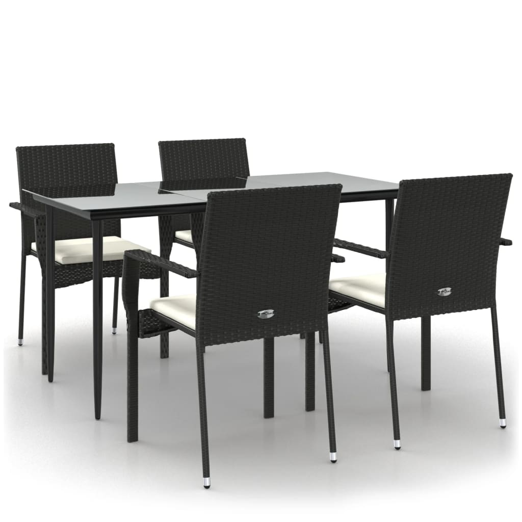 8720845820565_a_en_hd_1 vidaXL 5 Piece Garden Dining Set with Cushions Black Poly Rattan - Image 2