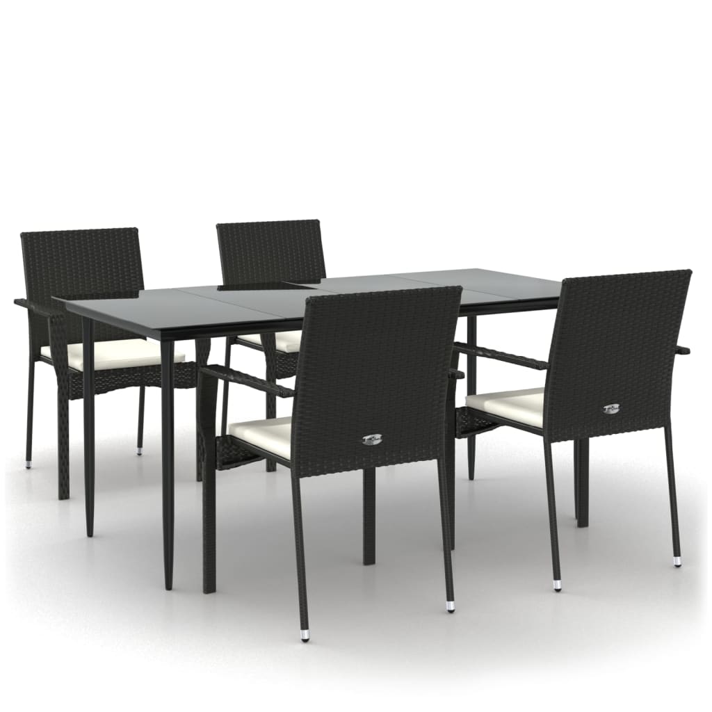 8720845820572_a_en_hd_1 vidaXL 5 Piece Garden Dining Set with Cushions Black Poly Rattan - Image 2