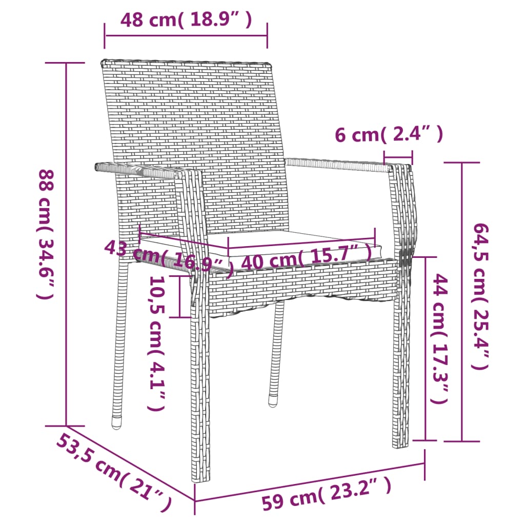 8720845820572_g_en_hd_7 vidaXL 5 Piece Garden Dining Set with Cushions Black Poly Rattan - Image 9