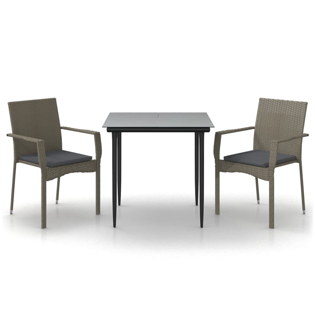 8720845820602_a_en_hd_1 vidaXL 3 Piece Garden Dining Set with Cushions Black and Grey Poly Rattan - Image 2