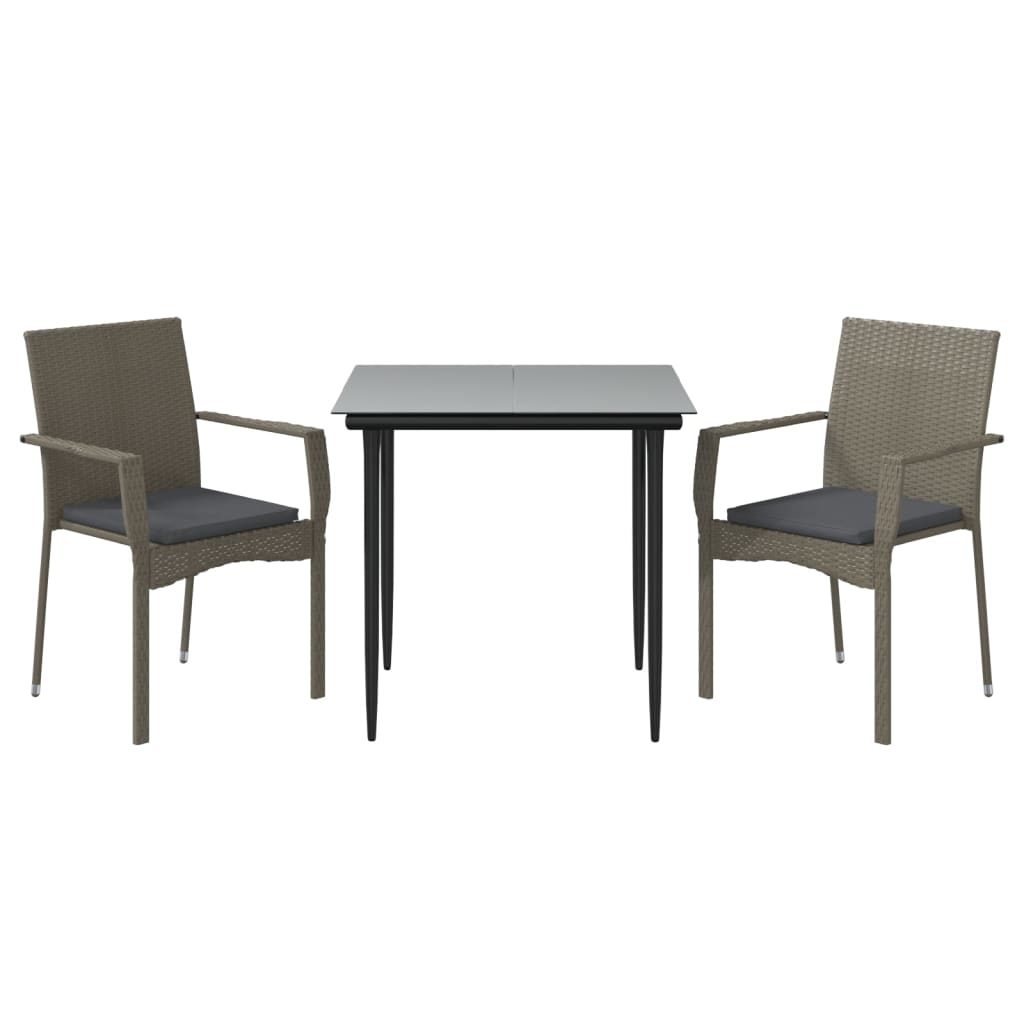 8720845820602_g_en_hd_1 vidaXL 3 Piece Garden Dining Set with Cushions Black and Grey Poly Rattan - Image 3