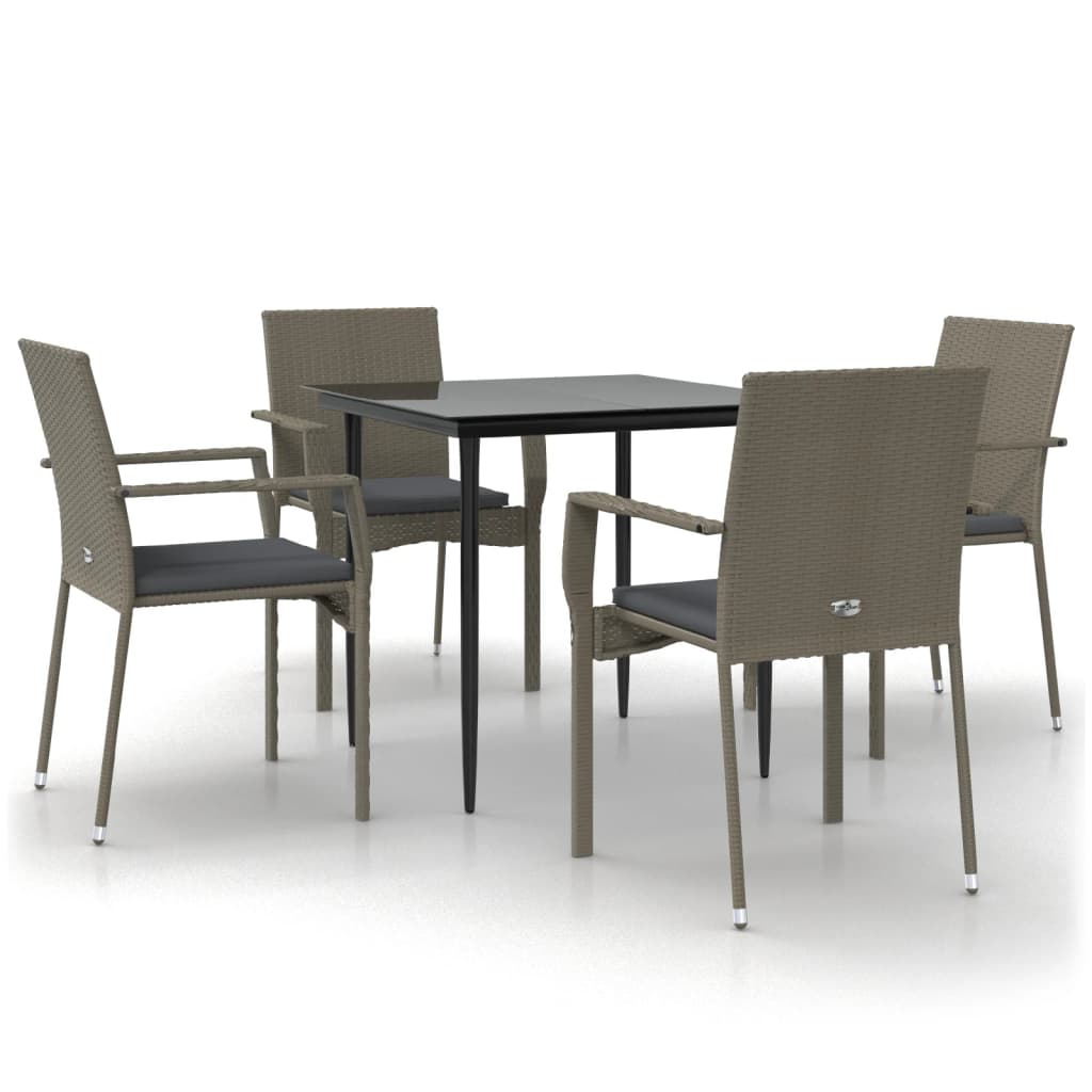 8720845820619_a_en_hd_1 vidaXL 5 Piece Garden Dining Set with Cushions Black and Grey Poly Rattan - Image 2