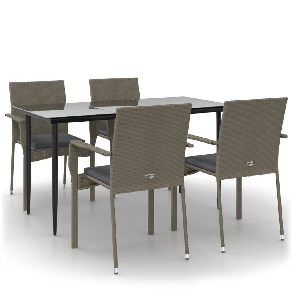 8720845820626_a_en_hd_1 vidaXL 5 Piece Garden Dining Set with Cushions Black and Grey Poly Rattan - Image 2