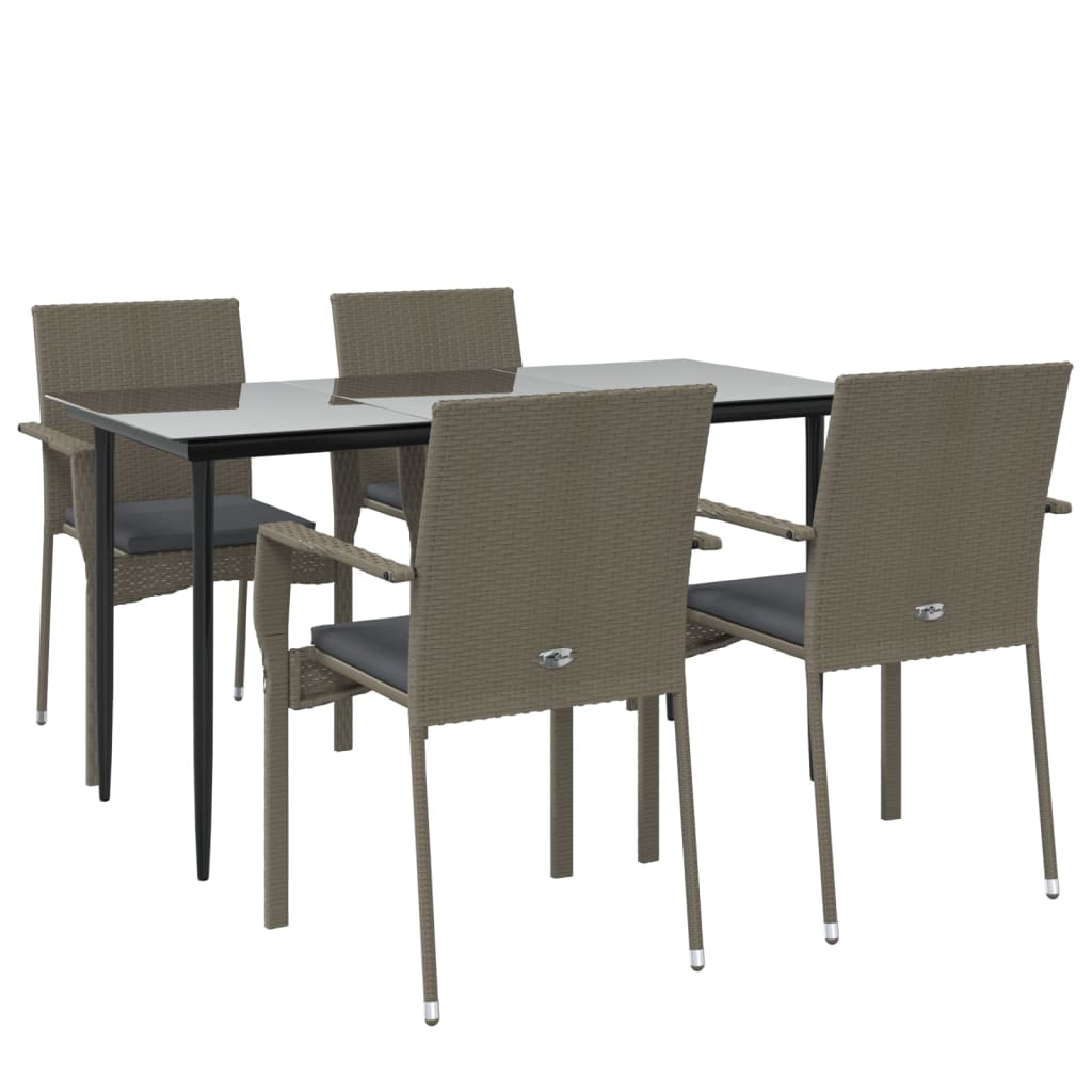 8720845820626_g_en_hd_1 vidaXL 5 Piece Garden Dining Set with Cushions Black and Grey Poly Rattan - Image 3