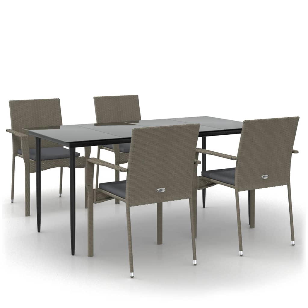 8720845820633_a_en_hd_1 vidaXL 5 Piece Garden Dining Set with Cushions Black and Grey Poly Rattan - Image 2