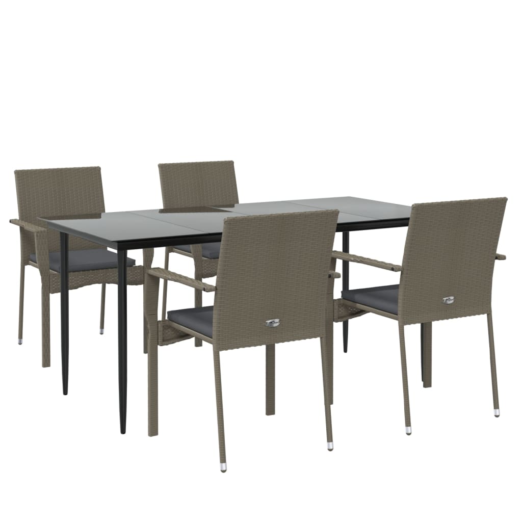 8720845820633_g_en_hd_1 vidaXL 5 Piece Garden Dining Set with Cushions Black and Grey Poly Rattan - Image 3