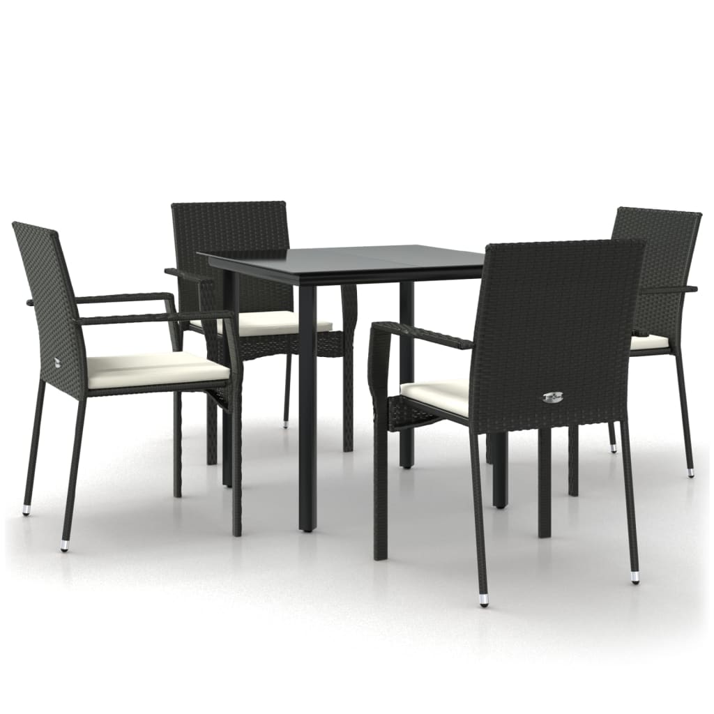8720845820671_a_en_hd_1 vidaXL 5 Piece Garden Dining Set with Cushions Black Poly Rattan - Image 2
