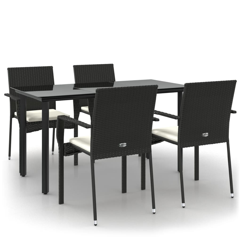 8720845820688_a_en_hd_1 vidaXL 5 Piece Garden Dining Set with Cushions Black Poly Rattan - Image 2