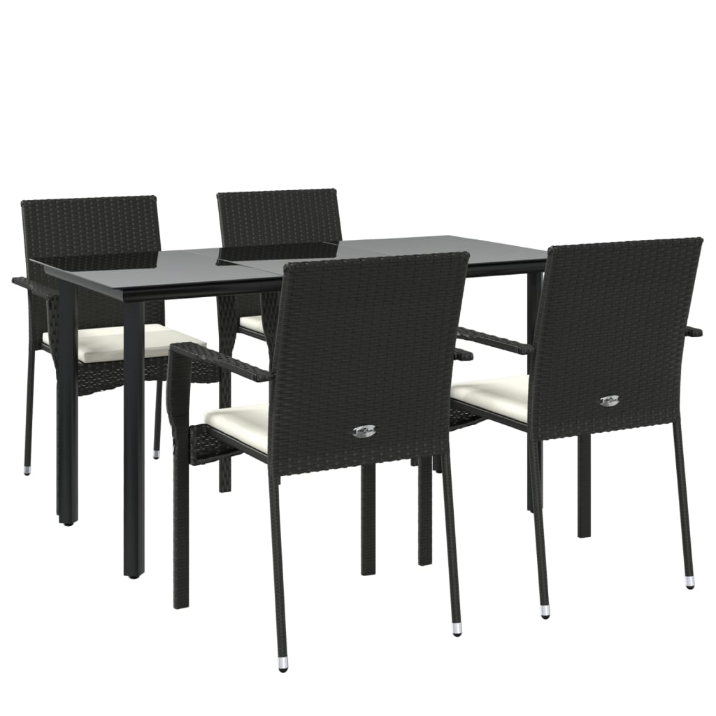 8720845820688_g_en_hd_1 vidaXL 5 Piece Garden Dining Set with Cushions Black Poly Rattan - Image 3