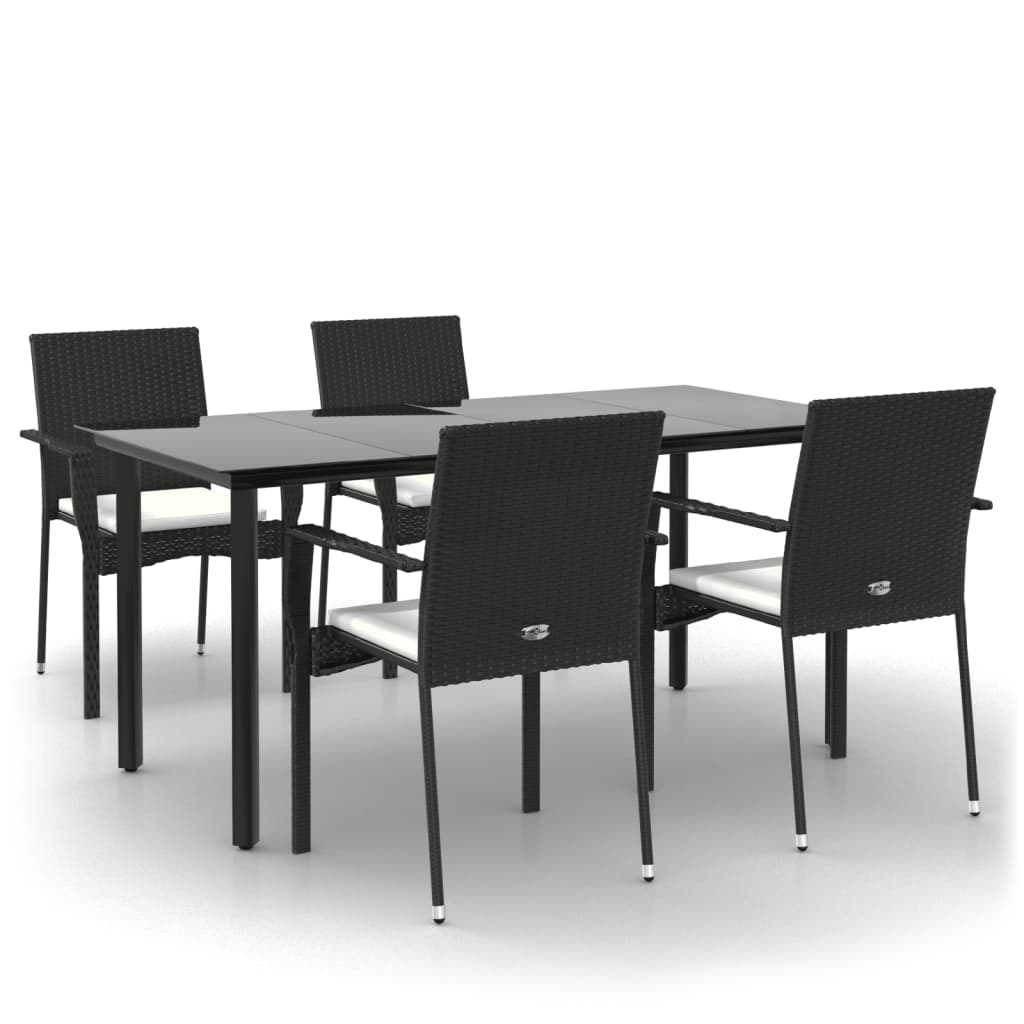 8720845820695_a_en_hd_1 vidaXL 5 Piece Garden Dining Set with Cushions Black Poly Rattan - Image 2