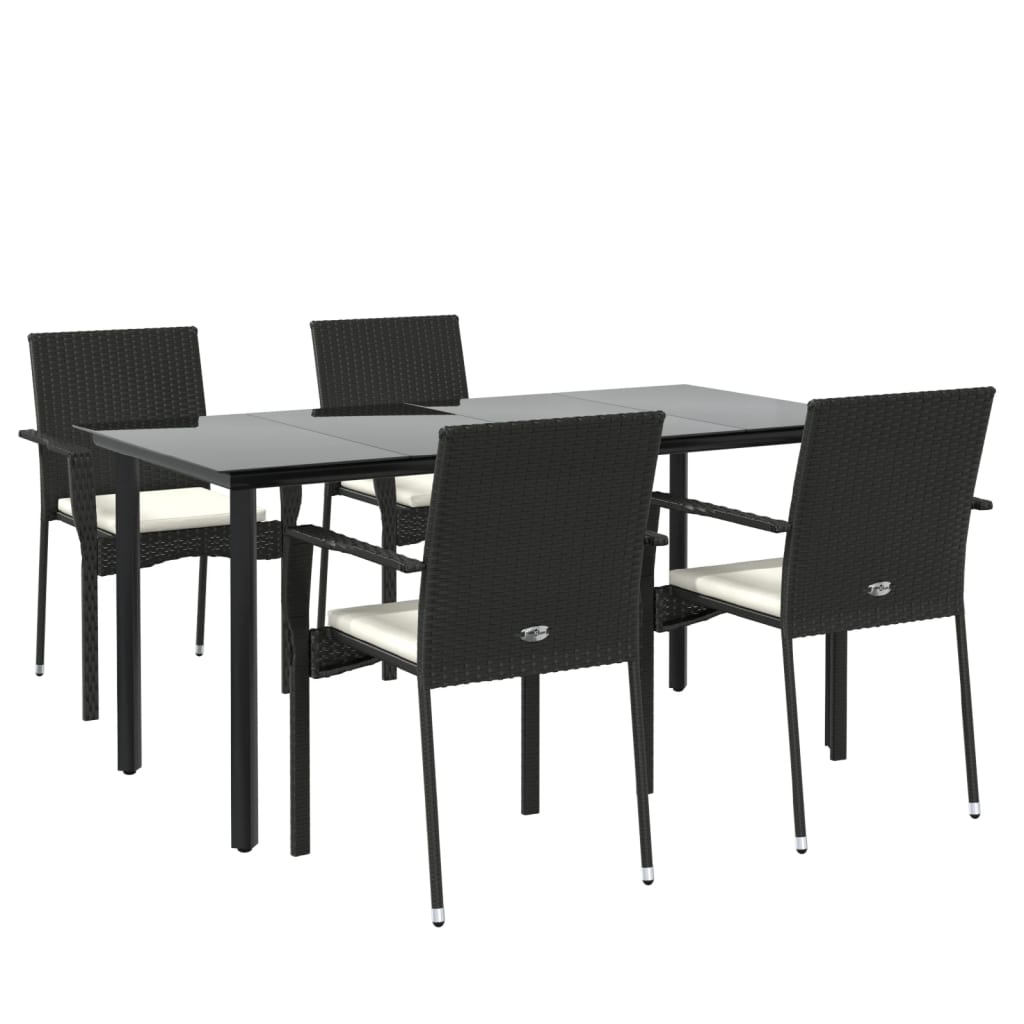 8720845820695_g_en_hd_1 vidaXL 5 Piece Garden Dining Set with Cushions Black Poly Rattan - Image 3