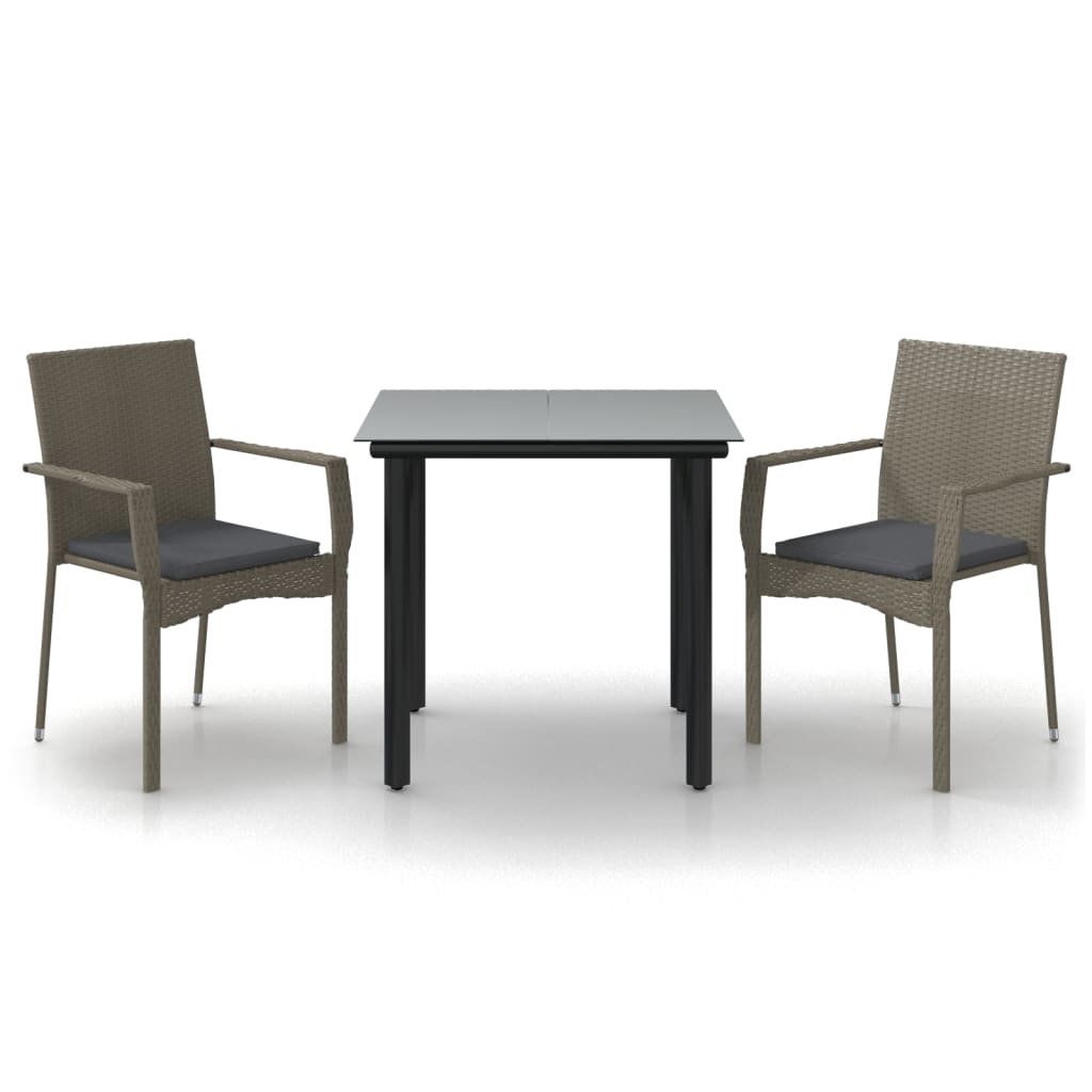 8720845820725_a_en_hd_1 vidaXL 3 Piece Garden Dining Set with Cushions Black and Grey Poly Rattan - Image 2
