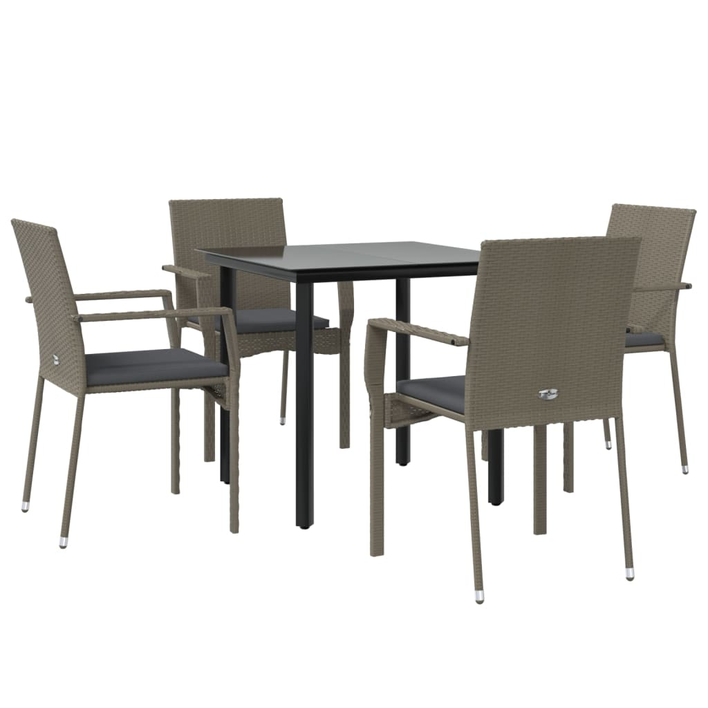 8720845820732_g_en_hd_1 vidaXL 5 Piece Garden Dining Set with Cushions Black and Grey Poly Rattan - Image 3
