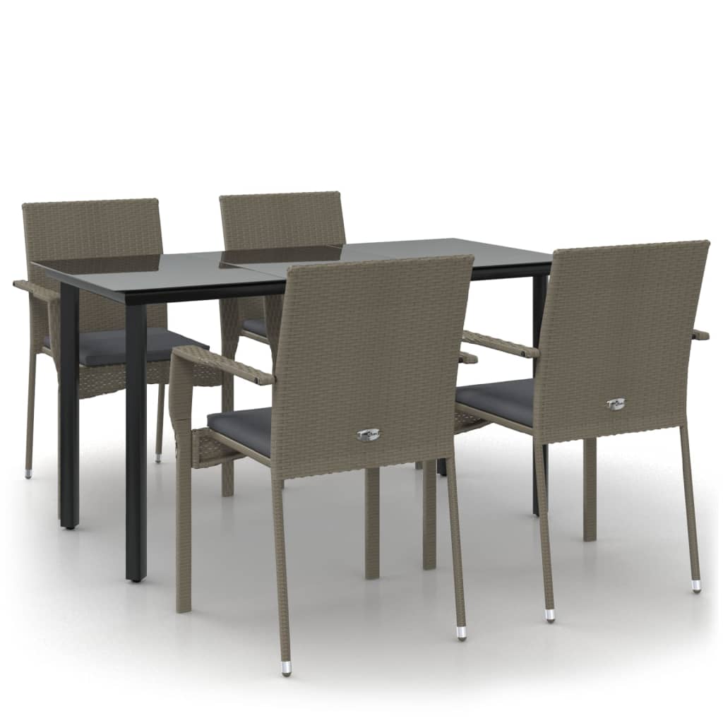 8720845820749_a_en_hd_1 vidaXL 5 Piece Garden Dining Set with Cushions Black and Grey Poly Rattan - Image 2