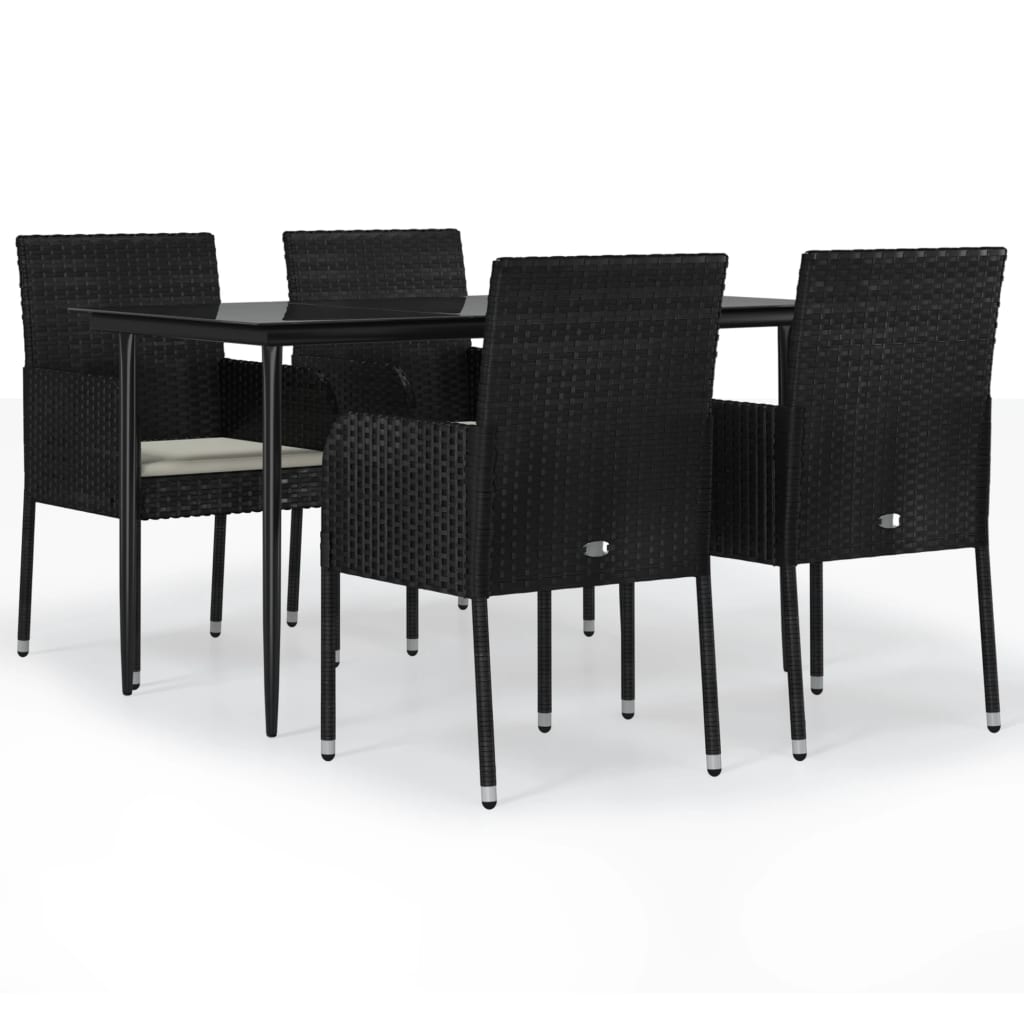 8720845820800_a_en_hd_1 vidaXL 5 Piece Garden Dining Set with Cushions Black Poly Rattan - Image 2