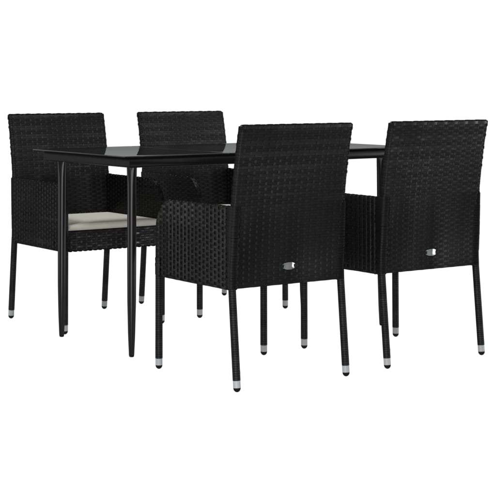 8720845820800_g_en_hd_1 vidaXL 5 Piece Garden Dining Set with Cushions Black Poly Rattan - Image 3