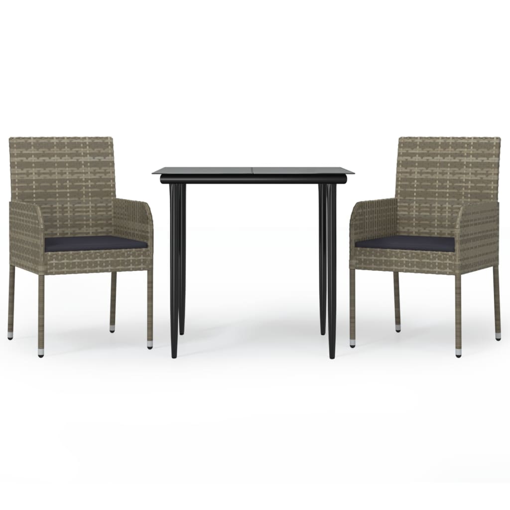 8720845820848_a_en_hd_1 vidaXL 3 Piece Garden Dining Set with Cushions Black and Grey Poly Rattan - Image 2