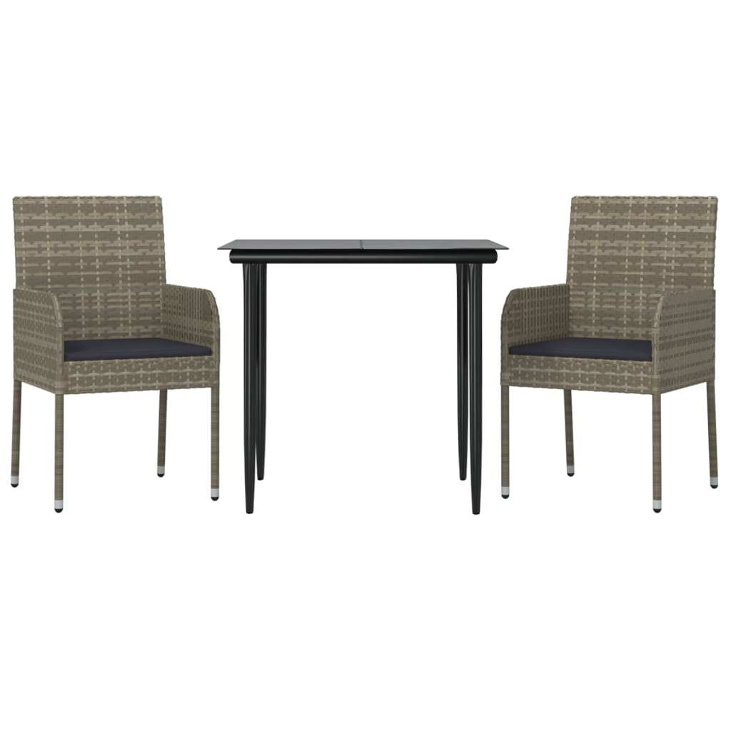 8720845820848_g_en_hd_1 vidaXL 3 Piece Garden Dining Set with Cushions Black and Grey Poly Rattan - Image 3