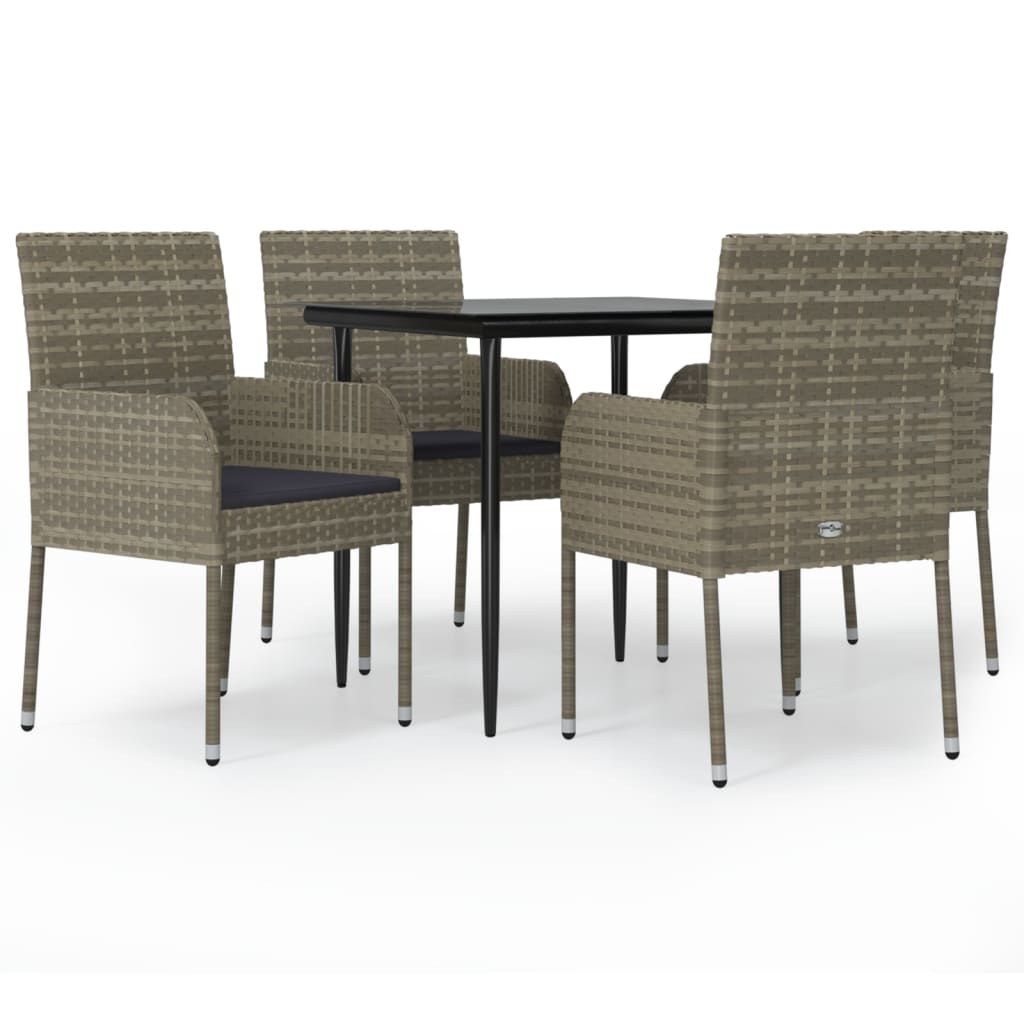 8720845820855_a_en_hd_1 vidaXL 5 Piece Garden Dining Set with Cushions Black and Grey Poly Rattan - Image 2