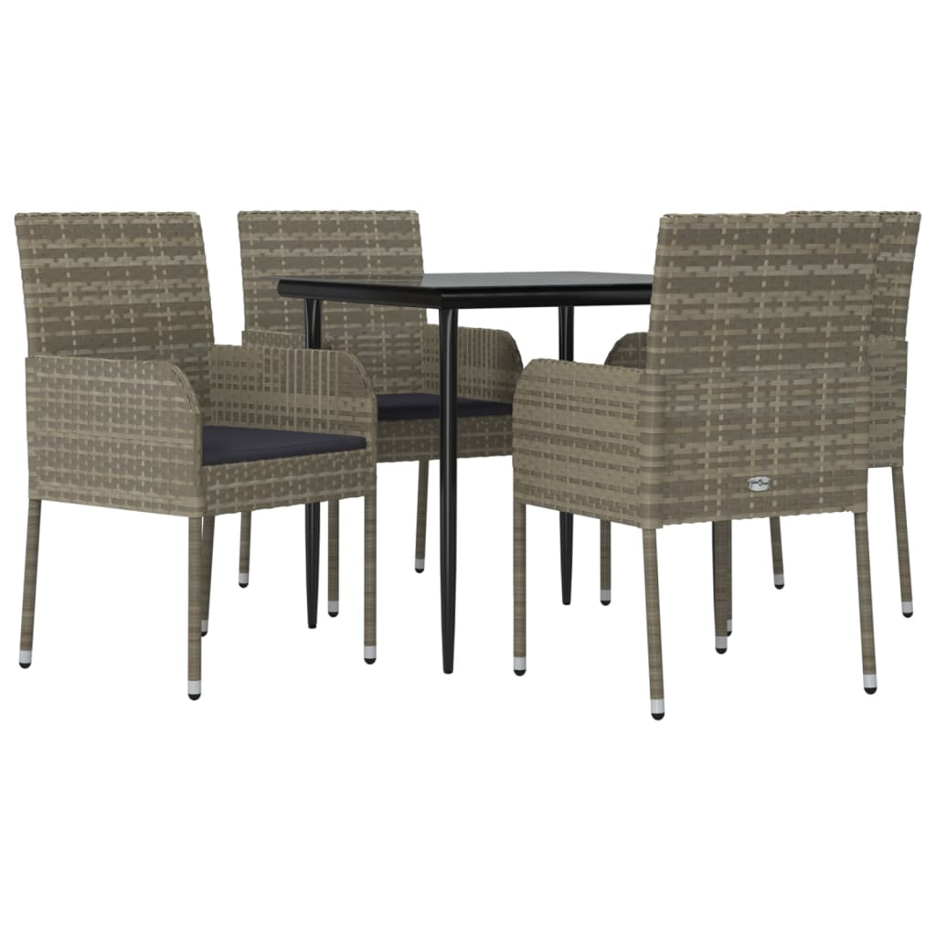 8720845820855_g_en_hd_1 vidaXL 5 Piece Garden Dining Set with Cushions Black and Grey Poly Rattan - Image 3