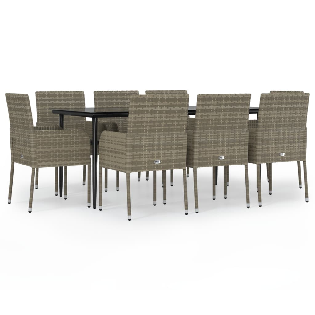 8720845820879_a_en_hd_1 vidaXL 9 Piece Garden Dining Set with Cushions Black and Grey Poly Rattan - Image 2