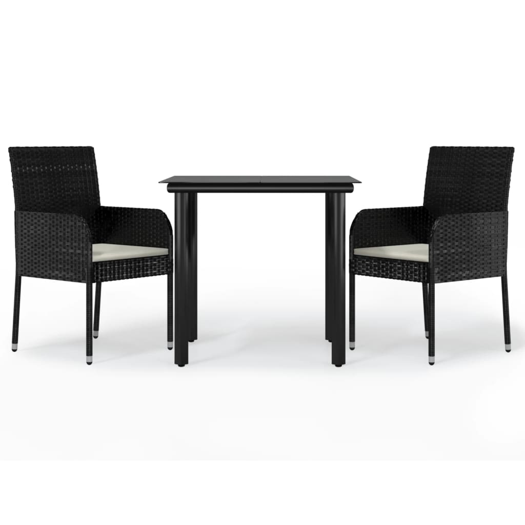 8720845820909_a_en_hd_1 vidaXL 3 Piece Garden Dining Set with Cushions Black Poly Rattan - Image 2