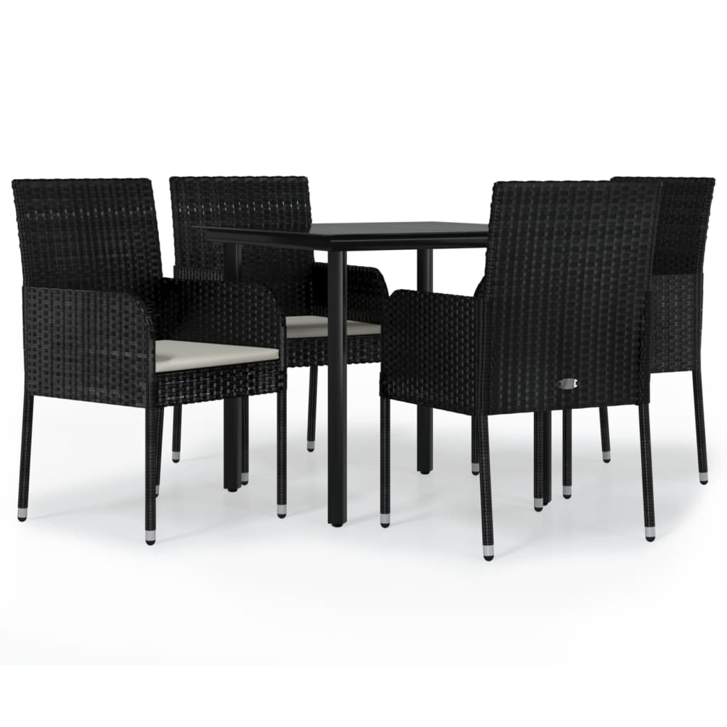 8720845820916_a_en_hd_1 vidaXL 5 Piece Garden Dining Set with Cushions Black Poly Rattan - Image 2
