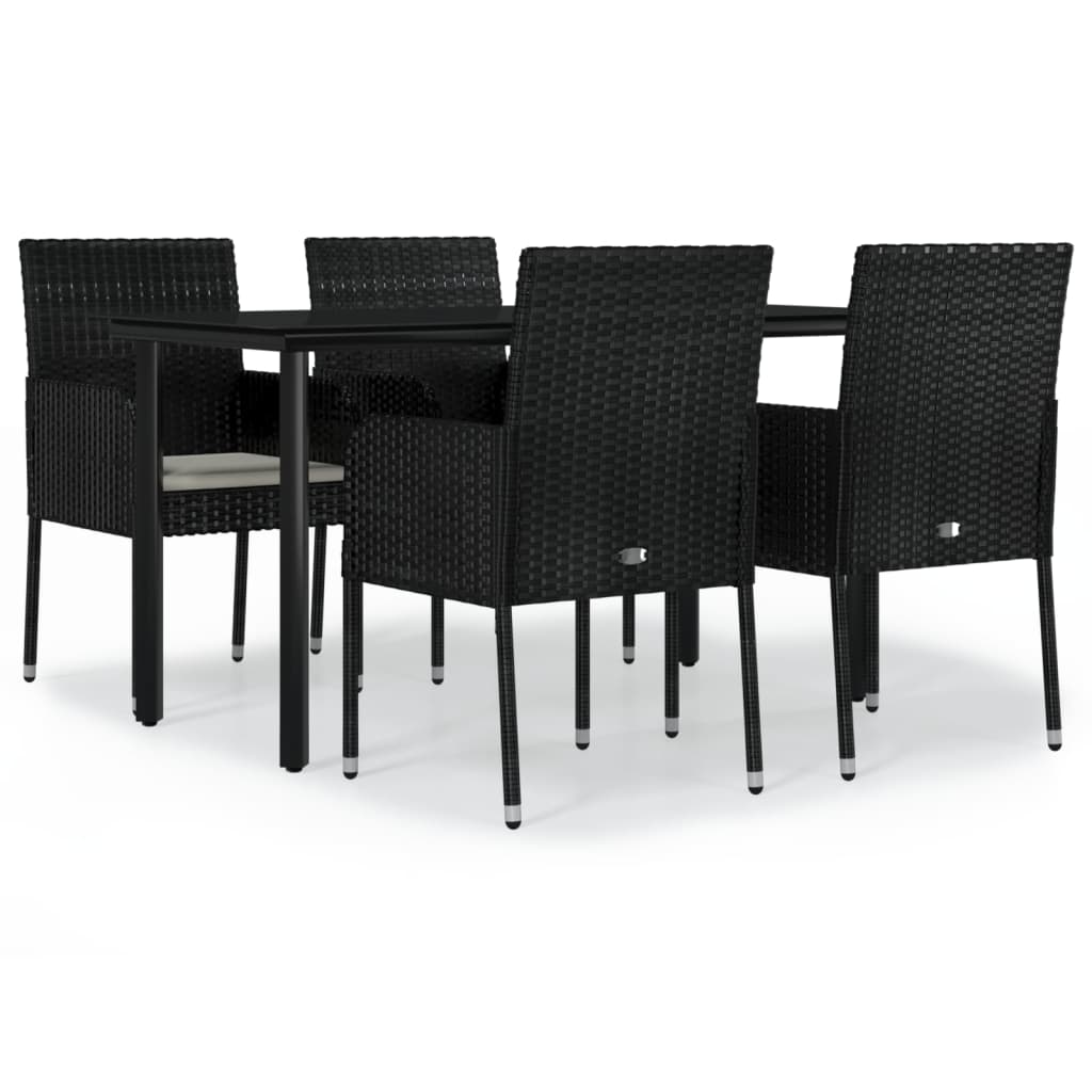 8720845820923_a_en_hd_1 vidaXL 5 Piece Garden Dining Set with Cushions Black Poly Rattan - Image 2