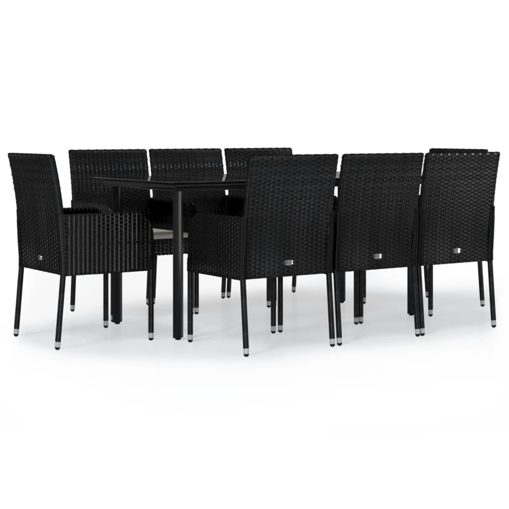 8720845820930_a_en_hd_1 vidaXL 9 Piece Garden Dining Set with Cushions Black Poly Rattan - Image 2