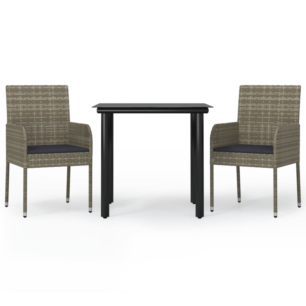 8720845820961_a_en_hd_1 vidaXL 3 Piece Garden Dining Set with Cushions Black and Grey Poly Rattan - Image 2