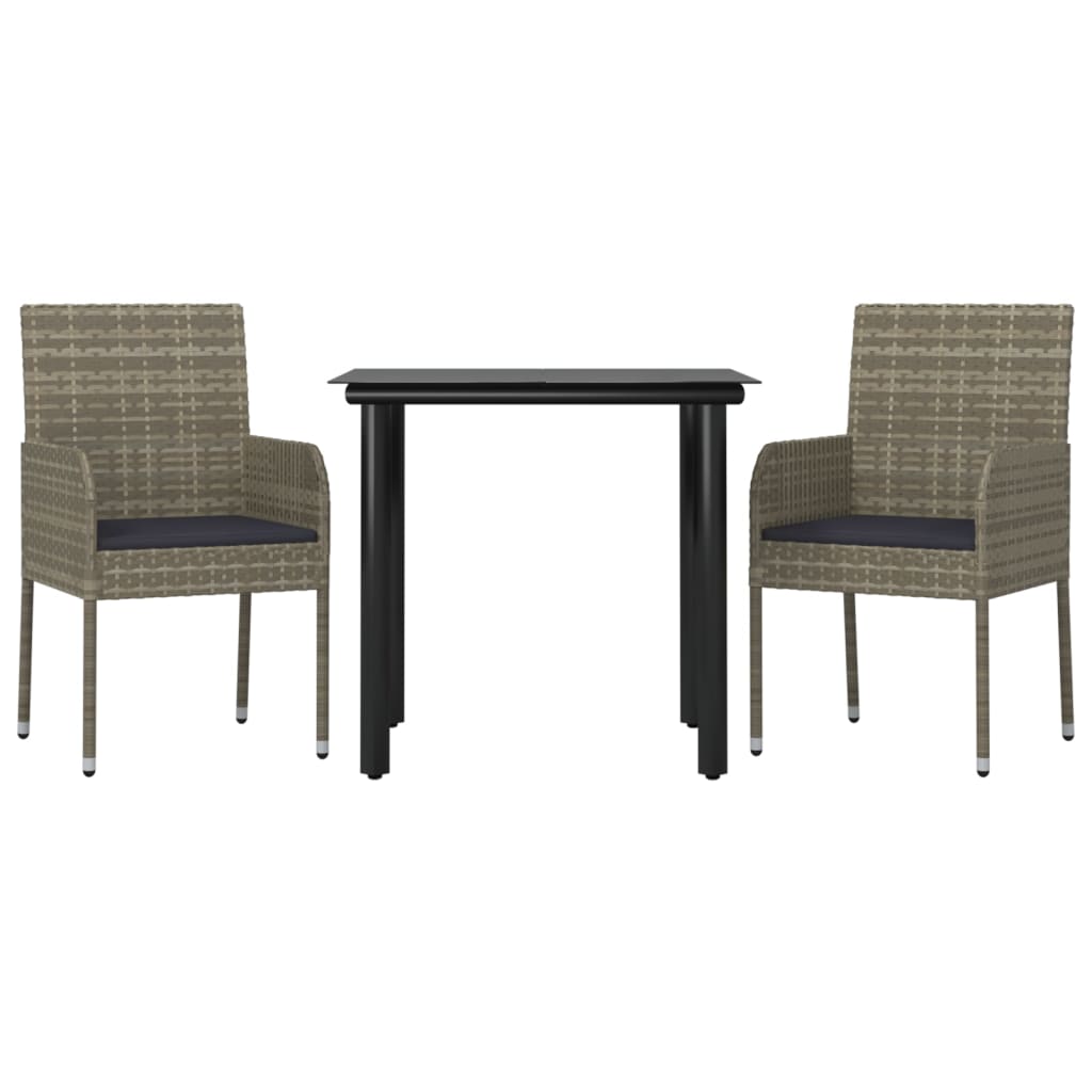 8720845820961_g_en_hd_1 vidaXL 3 Piece Garden Dining Set with Cushions Black and Grey Poly Rattan - Image 3