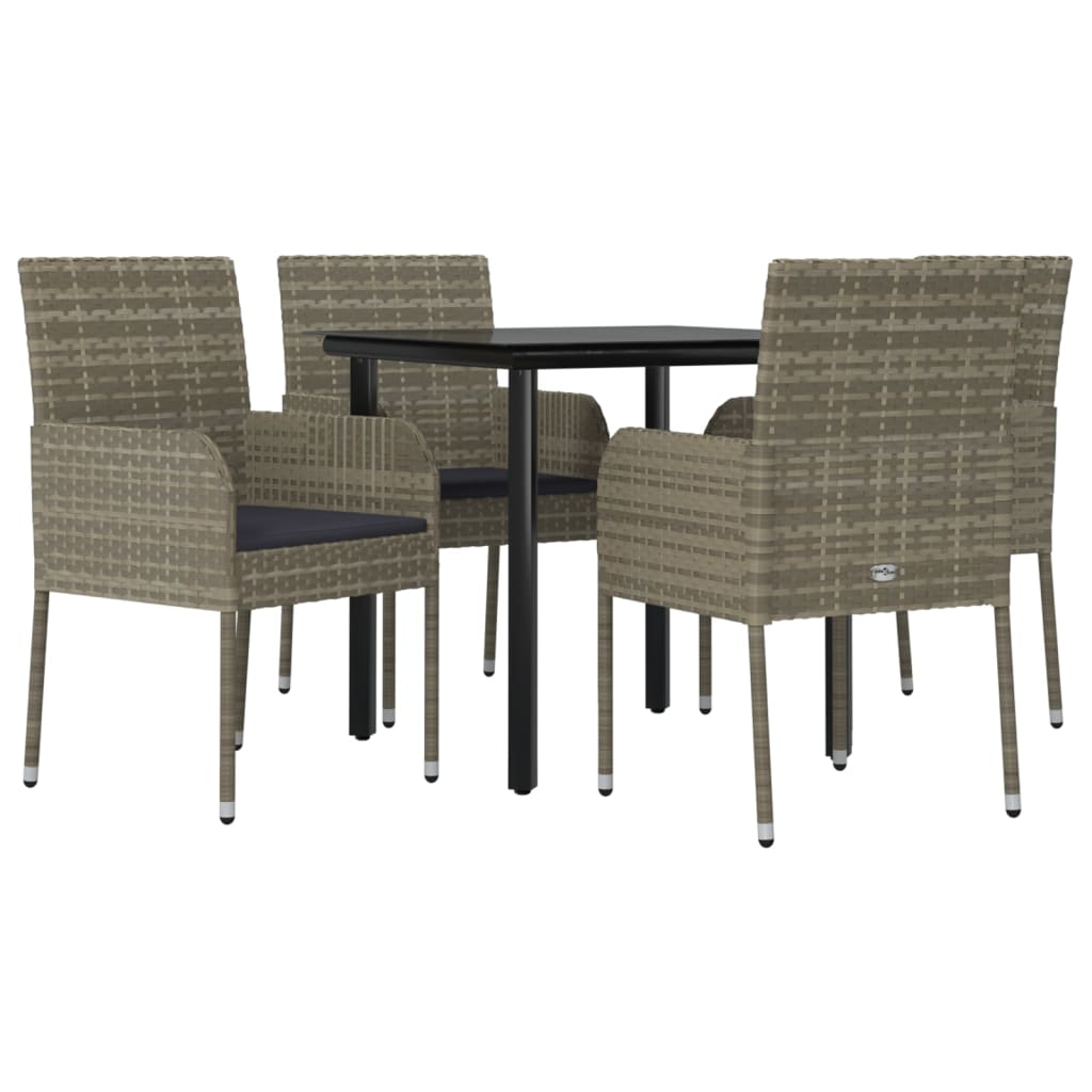 8720845820978_g_en_hd_1 vidaXL 5 Piece Garden Dining Set with Cushions Black and Grey Poly Rattan - Image 3