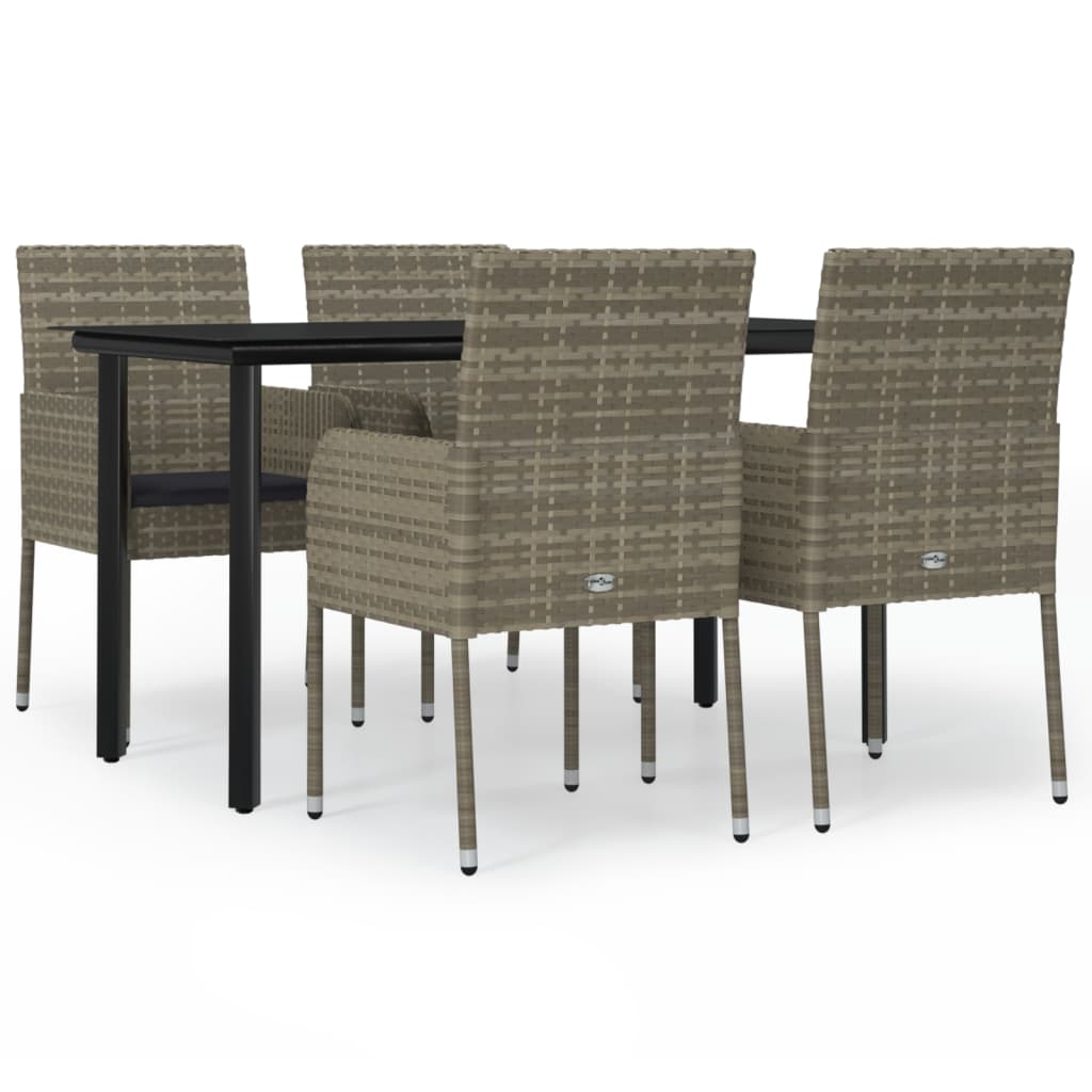 8720845820985_a_en_hd_1 vidaXL 5 Piece Garden Dining Set with Cushions Black and Grey Poly Rattan - Image 2