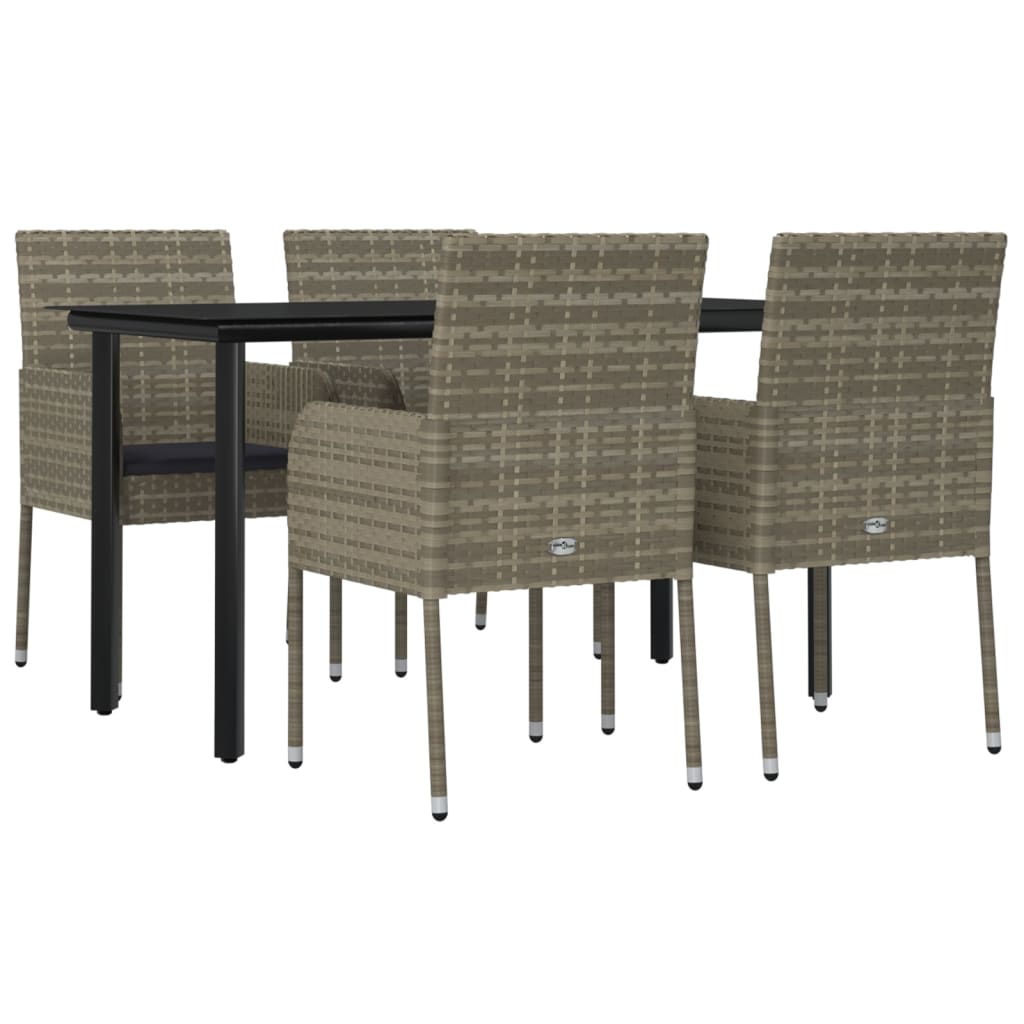 8720845820985_g_en_hd_1 vidaXL 5 Piece Garden Dining Set with Cushions Black and Grey Poly Rattan - Image 3