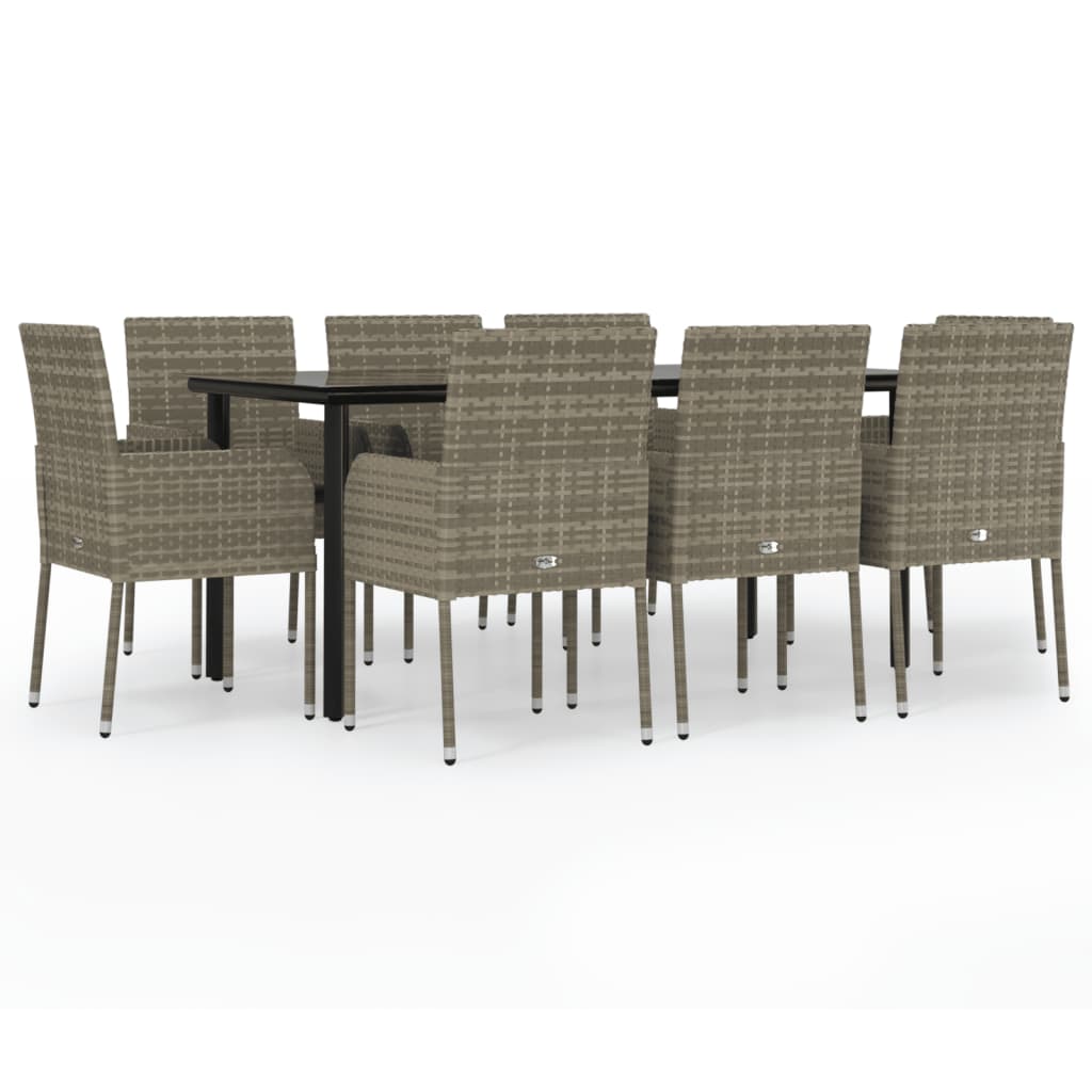 8720845820992_a_en_hd_1 vidaXL 9 Piece Garden Dining Set with Cushions Black and Grey Poly Rattan - Image 2